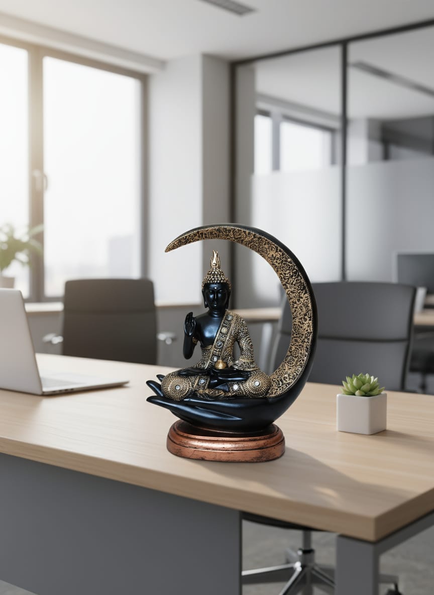 Divine Black & Gold Lord Buddha Statue