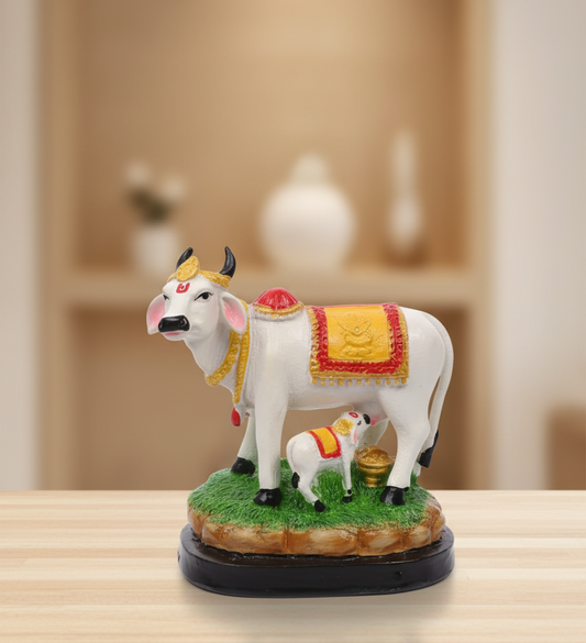 Divine Kamadhenu Cow and Calf Idol