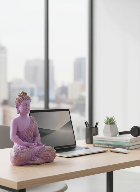 Opulent Pink & Gold Meditating Buddha Statue