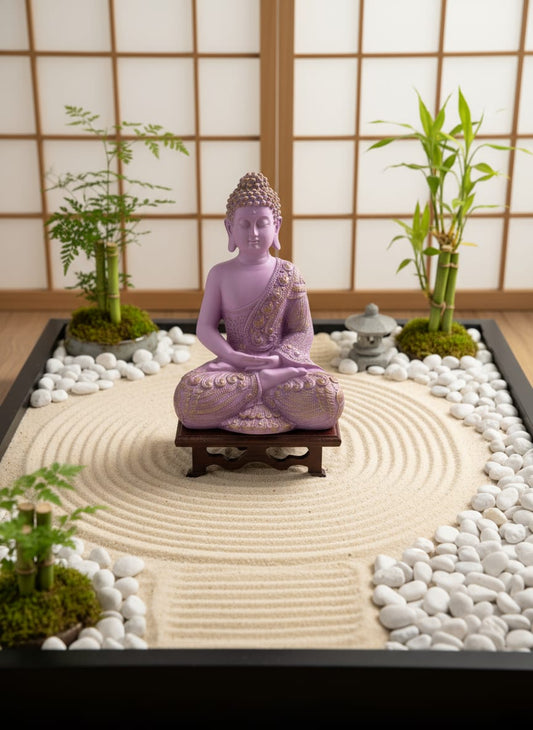 Opulent Pink & Gold Meditating Buddha Statue